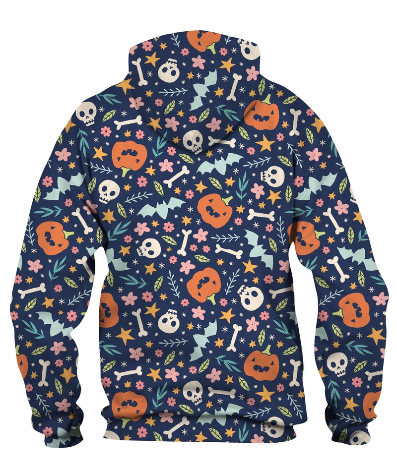 Cute Halloween Pattern With Pumpkins Zip Hoodie