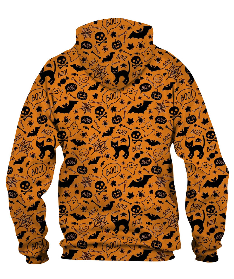 Orange Endless Background With Cat Zip Hoodie