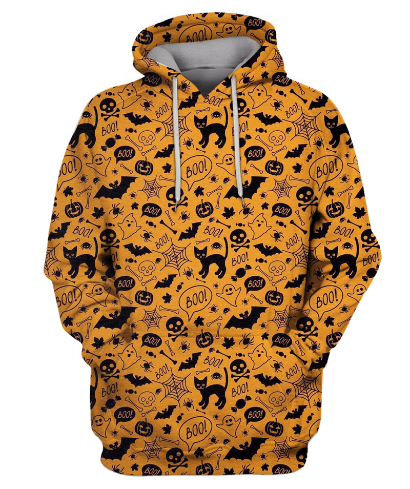 Orange Endless Background With Cat Hoodie