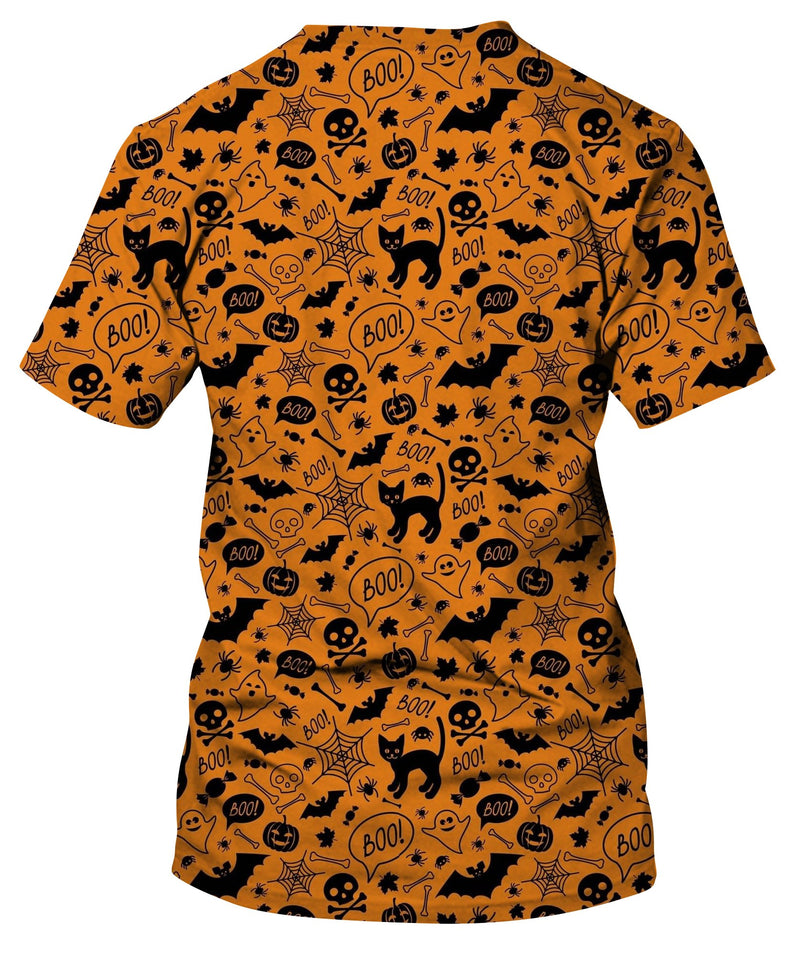 Orange Endless Background With Cat T-Shirt