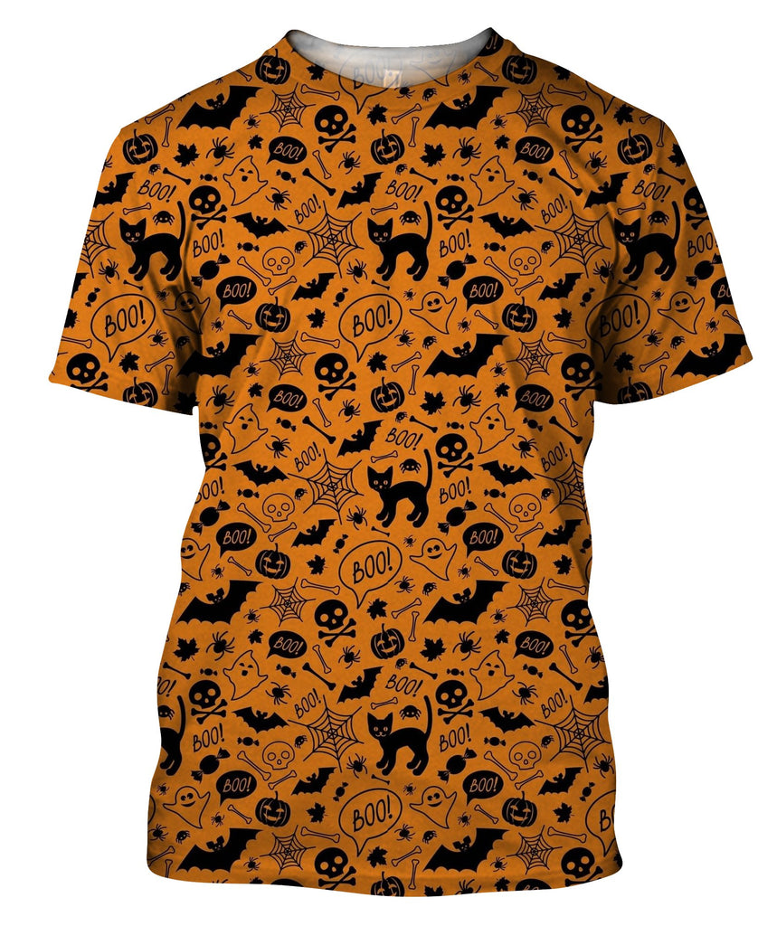 Orange Endless Background With Cat T-Shirt