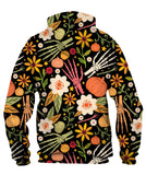 Bones And Floral Elements Zip Hoodie