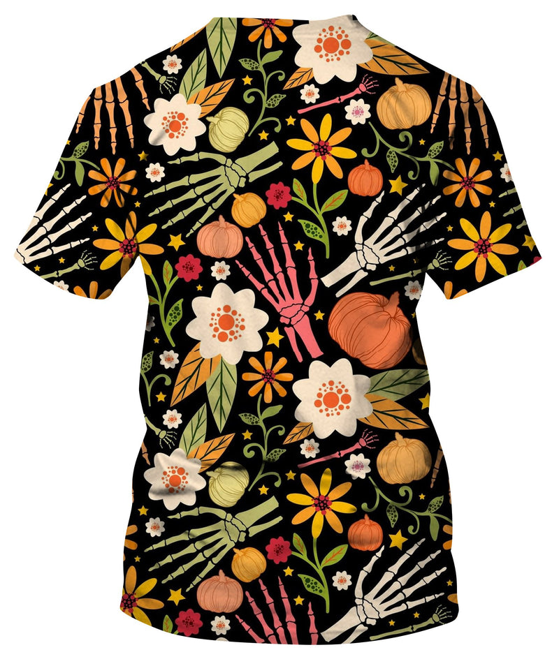 Bones And Floral Elements T-Shirt