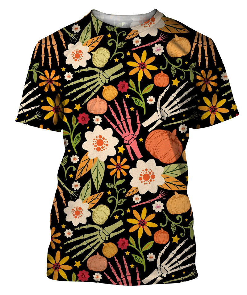 Bones And Floral Elements T-Shirt