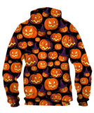 Pumpkins On Black Zip Hoodie