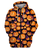 Pumpkins On Black Zip Hoodie