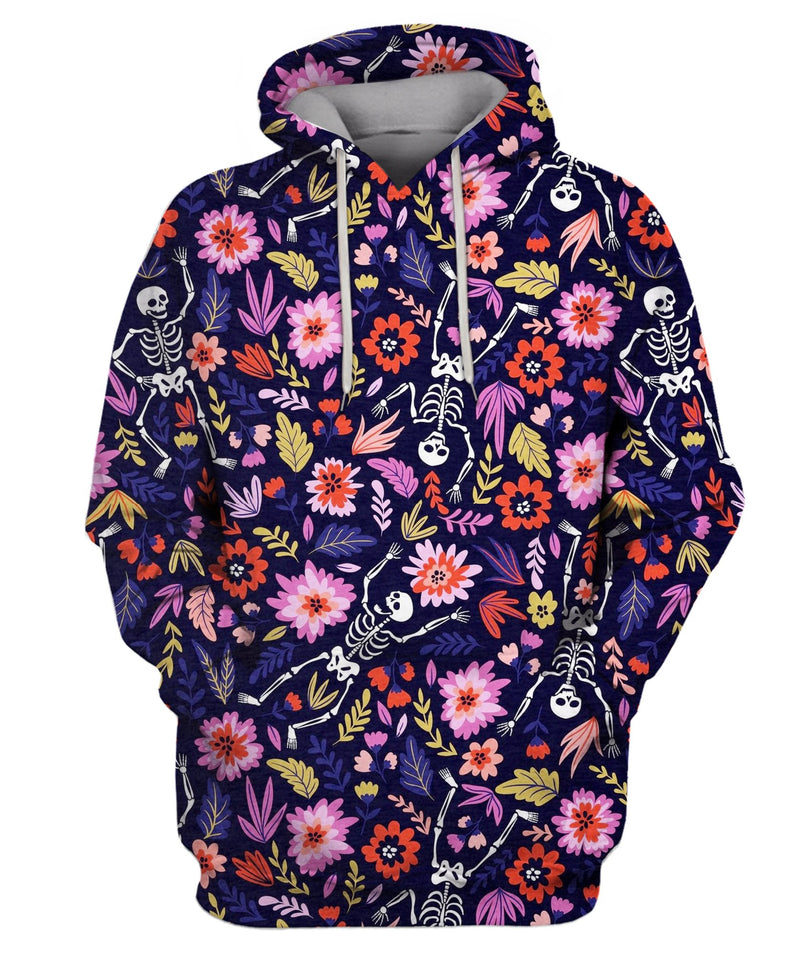 Dancing Skeletons In The Floral Garden Hoodie