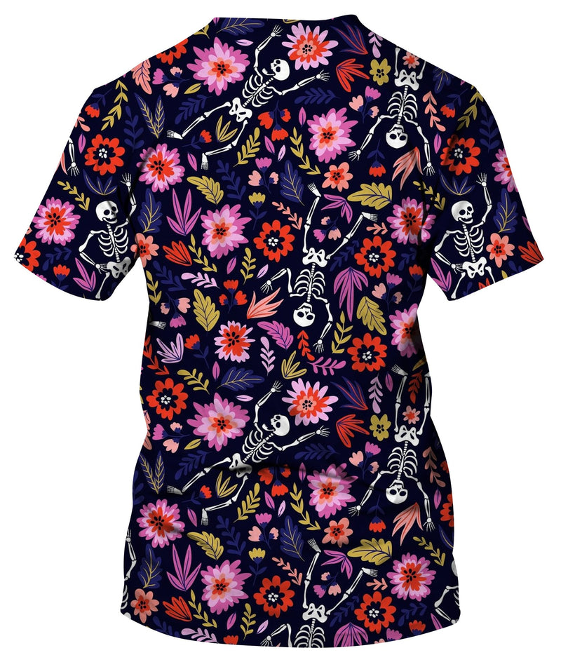 Dancing Skeletons In The Floral Garden T-Shirt