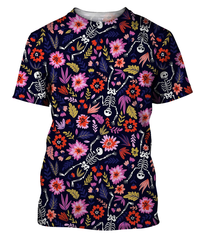 Dancing Skeletons In The Floral Garden T-Shirt
