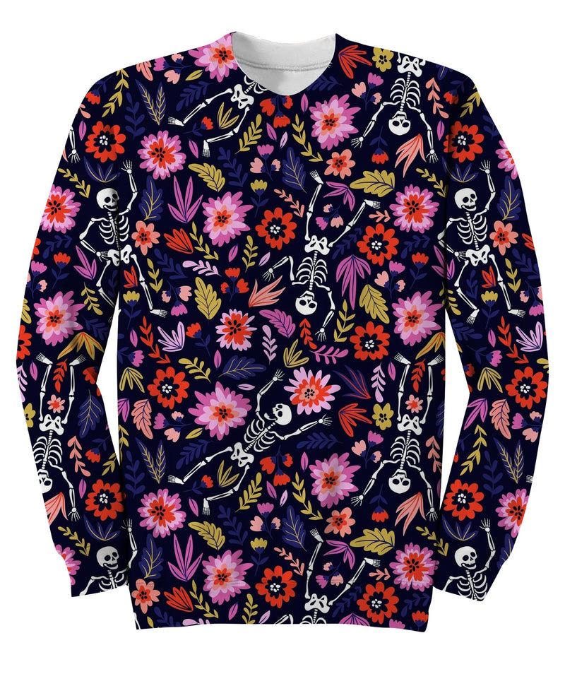 Dancing Skeletons In The Floral Garden Sweatshirt