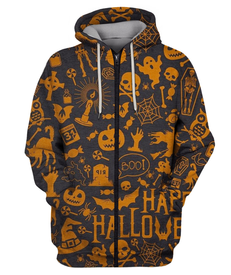 Hand Drawing Elements Zip Hoodie