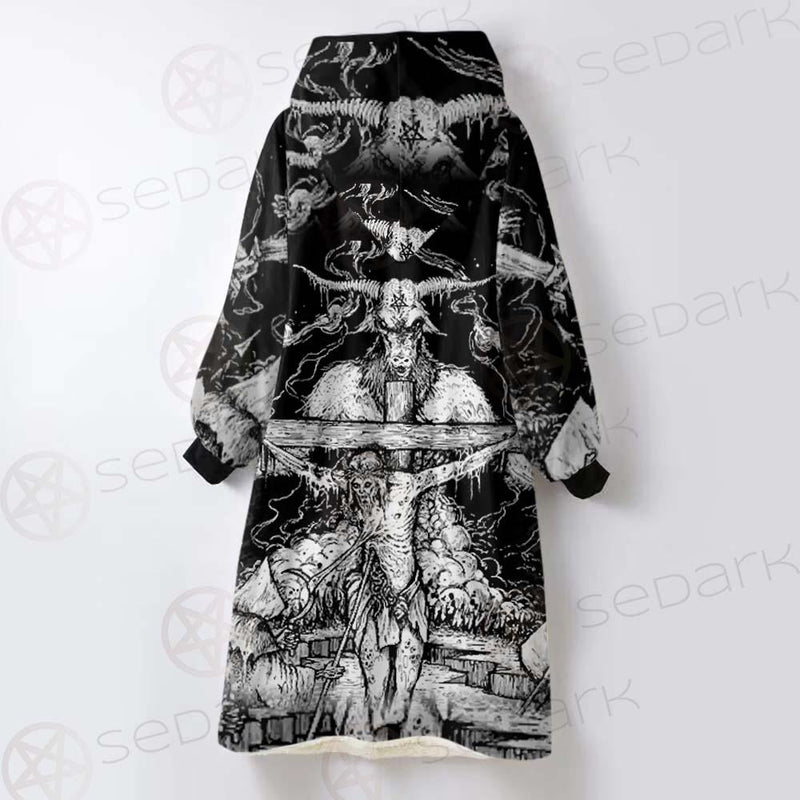 Hail Satan SDN-1130 Oversized Sherpa Blanket Hoodie