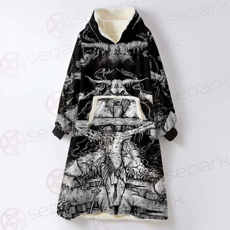 Hail Satan SDN-1130 Oversized Sherpa Blanket Hoodie