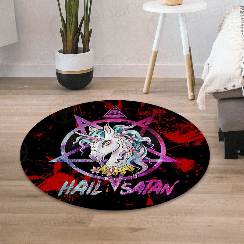 Hail Satan Unicorn SED-0012 Round Carpet
