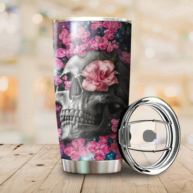 Skull Flower Tumbler Cup