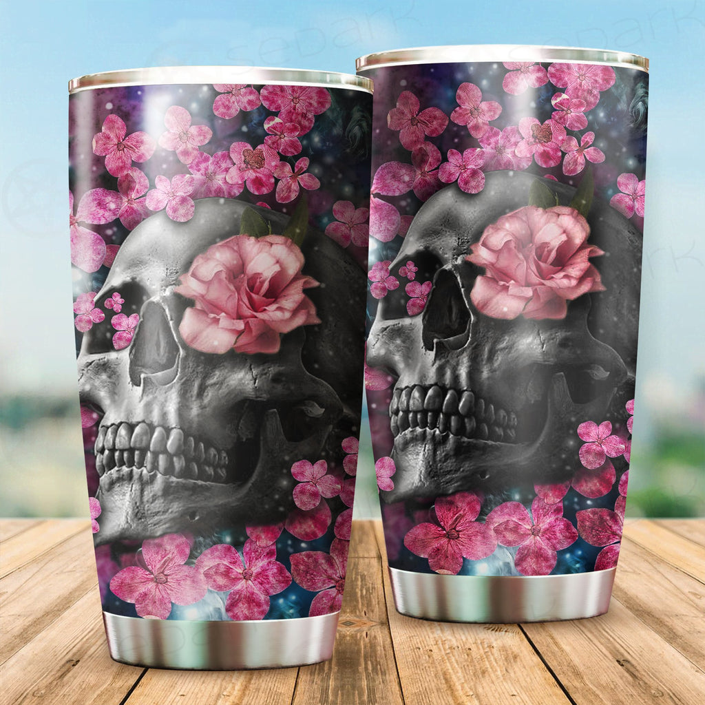 Skull Flower Tumbler Cup