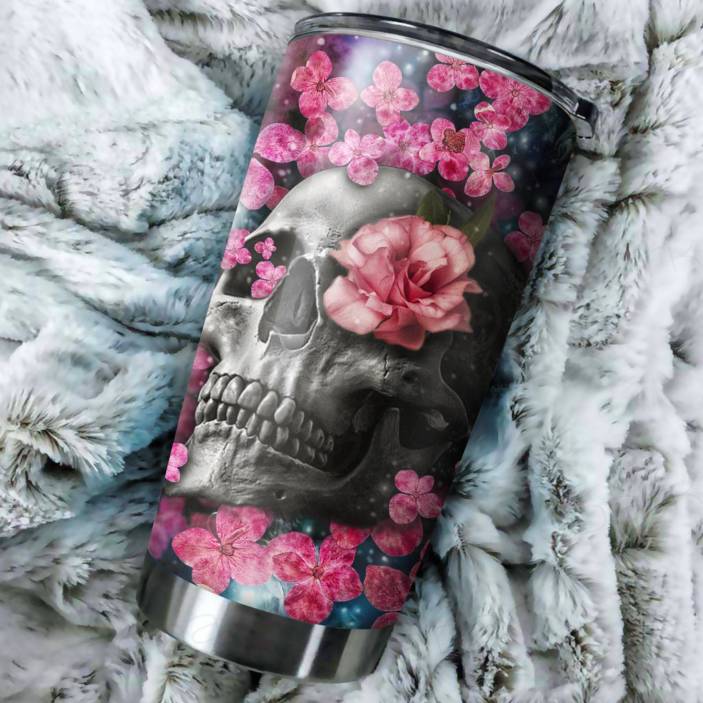 Skull Flower Tumbler Cup