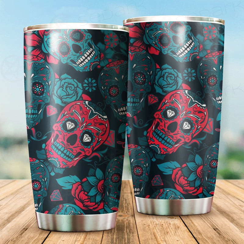 Floral Skull Tumbler Cup