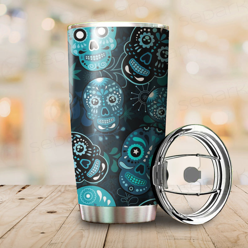 Floral Skull Tumbler Cup
