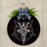 Satanic Dream and Upside Down Cross Round Wooden Sign