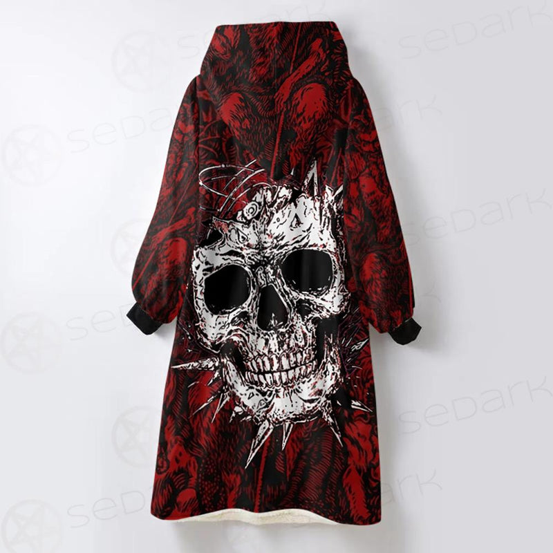 Skull Satan background SED-0083 Oversized Sherpa Blanket Hoodie
