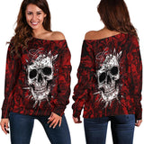 Skull Satan background SED-0083 Off Shoulder Sweaters