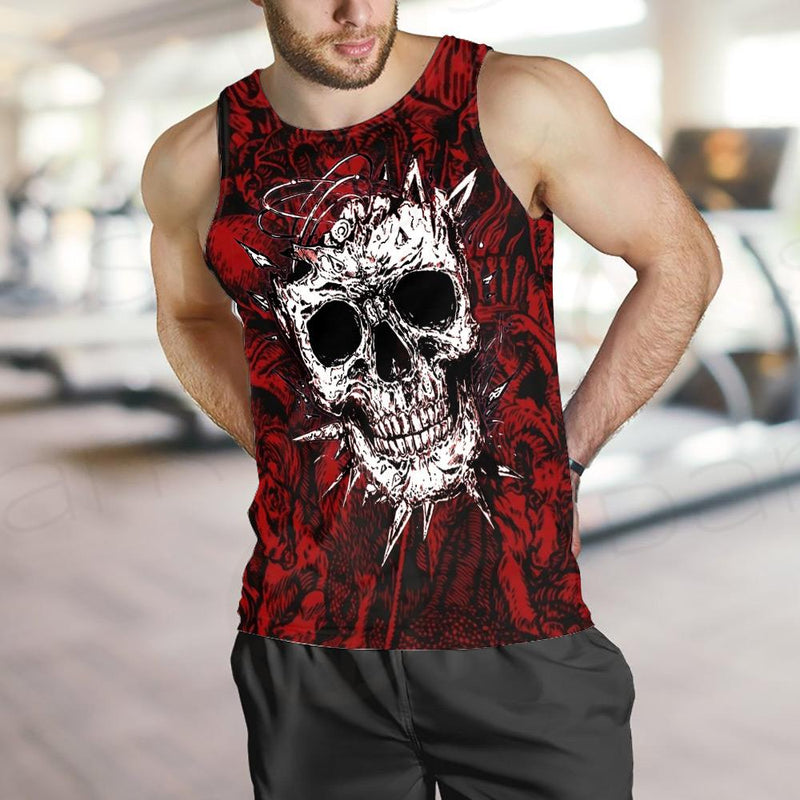 Skull Satan background SED-0083 Men Tank-tops