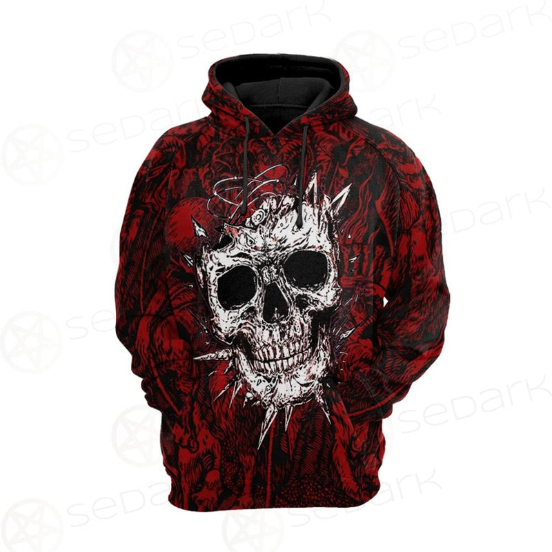 Skull Satan background SED-0083 Hoodie Raglan