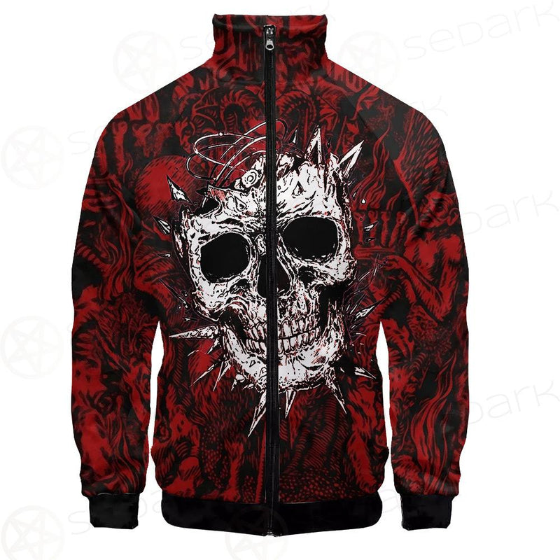 Skull Satan background SED-0083 Stand-up Collar Jacket