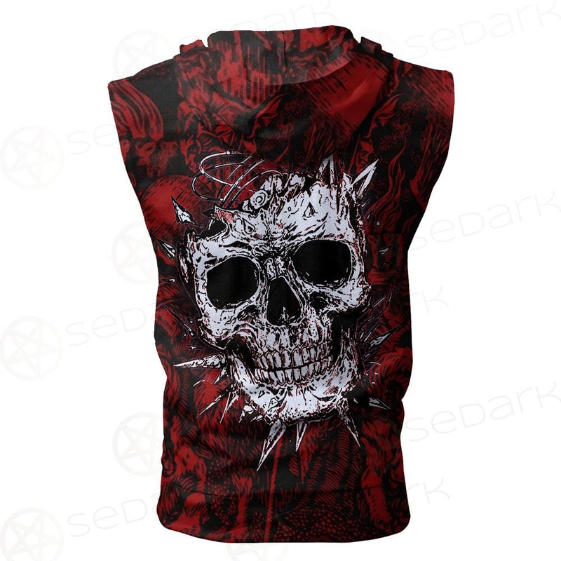 Skull Satan background SED-0083 Zip Sleeveless Hoodie