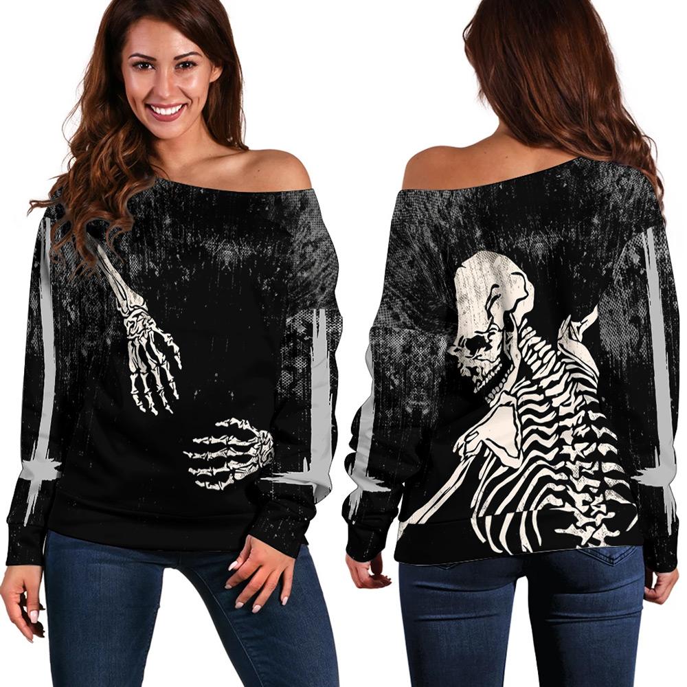 Skeleton Hug SED-0084 Off Shoulder Sweaters
