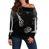 Skeleton Hug SED-0084 Off Shoulder Sweaters