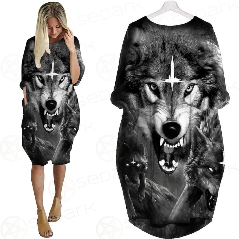 Wolf SED-0085 Batwing Pocket Dress