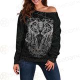 Satan Skull Pattern SED-0087 Off Shoulder Sweaters