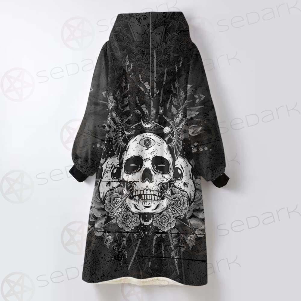 Satan Skull With Eye SED-0091 Oversized Sherpa Blanket Hoodie