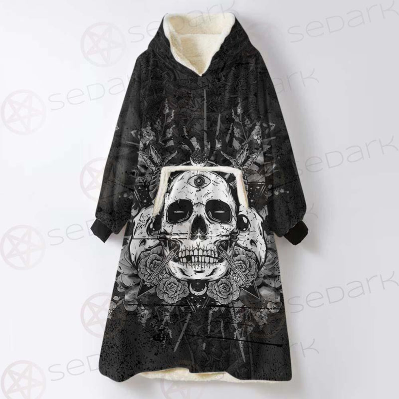 Satan Skull With Eye SED-0091 Oversized Sherpa Blanket Hoodie