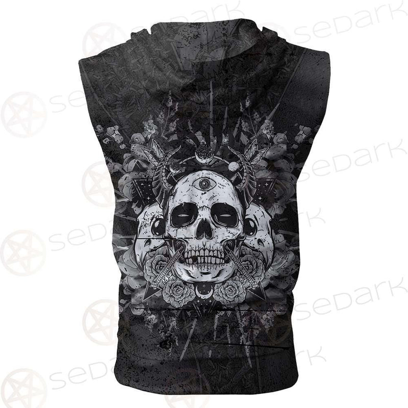 Satan Skull With Eye SED-0091 Zip Sleeveless Hoodie