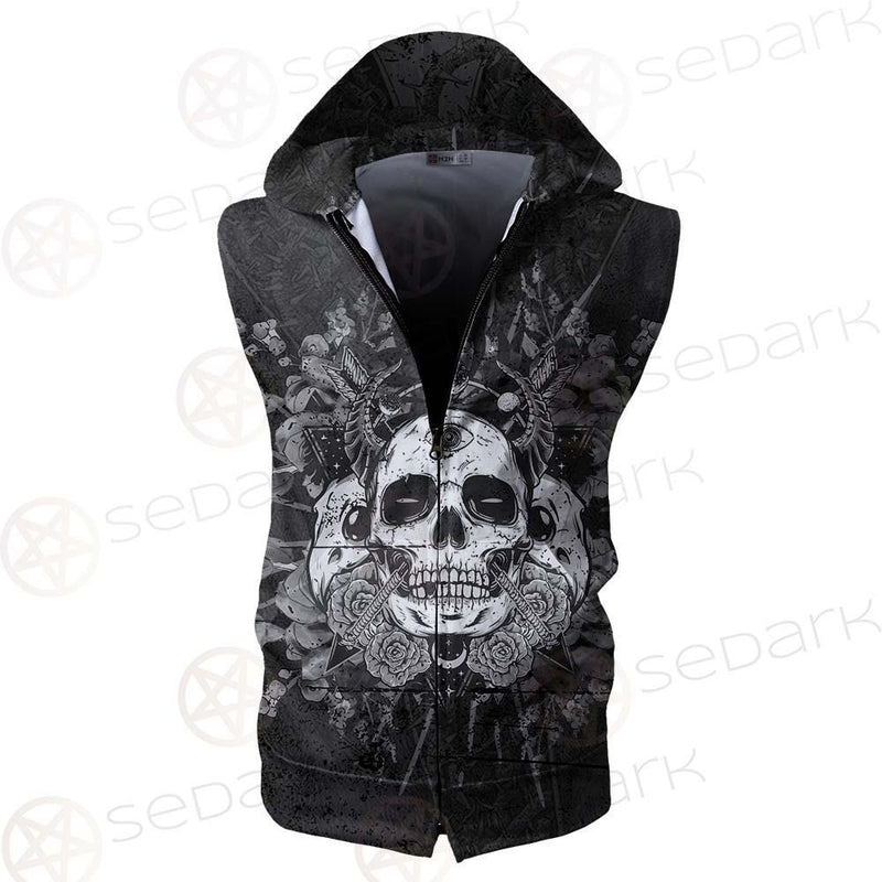 Satan Skull With Eye SED-0091 Zip Sleeveless Hoodie