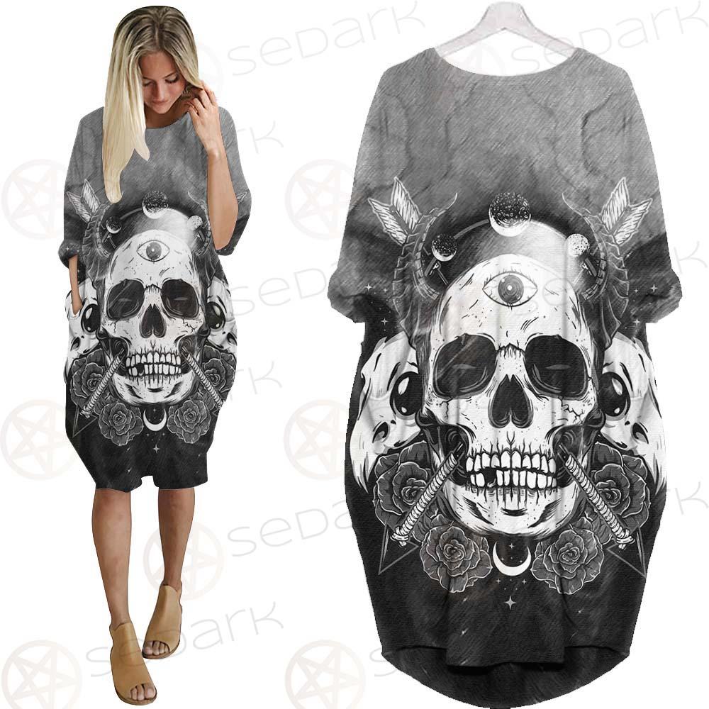 Satan Skull With Eye SED-0092 Batwing Pocket Dress