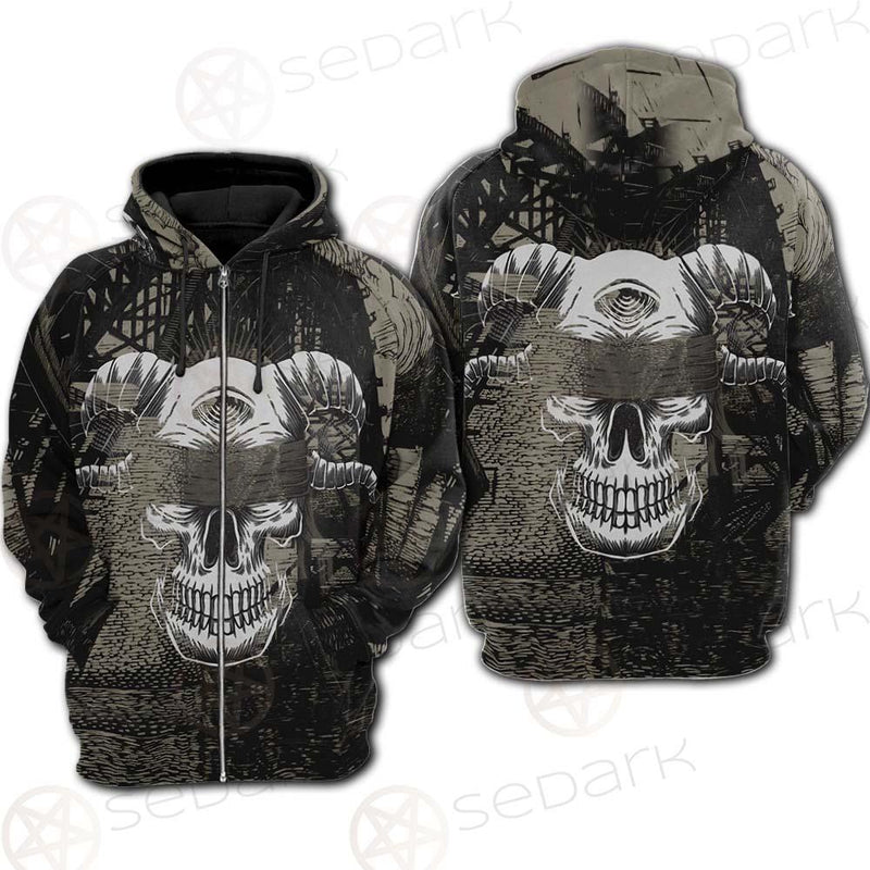 Skull Devil Eye Satan SED-0094 Hoodie Raglan Zip