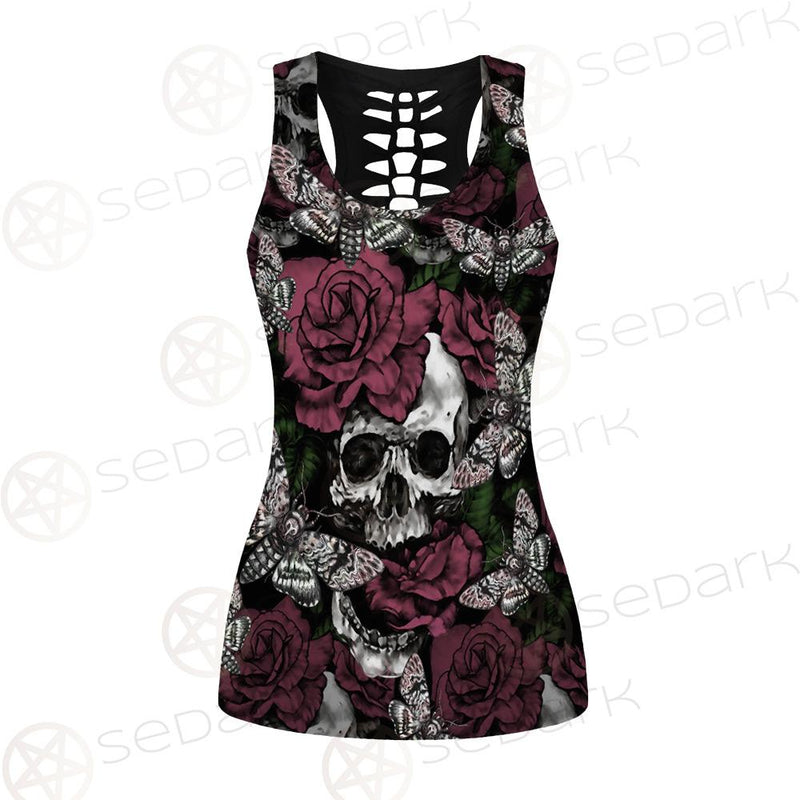 Rose Death Moth Skull SED-0105 Hollow Out Tank Top