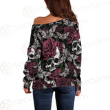 Rose Death Moth Skull SED-0105 Off Shoulder Sweaters