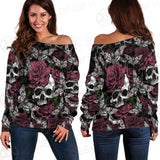 Rose Death Moth Skull SED-0105 Off Shoulder Sweaters