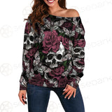 Rose Death Moth Skull SED-0105 Off Shoulder Sweaters