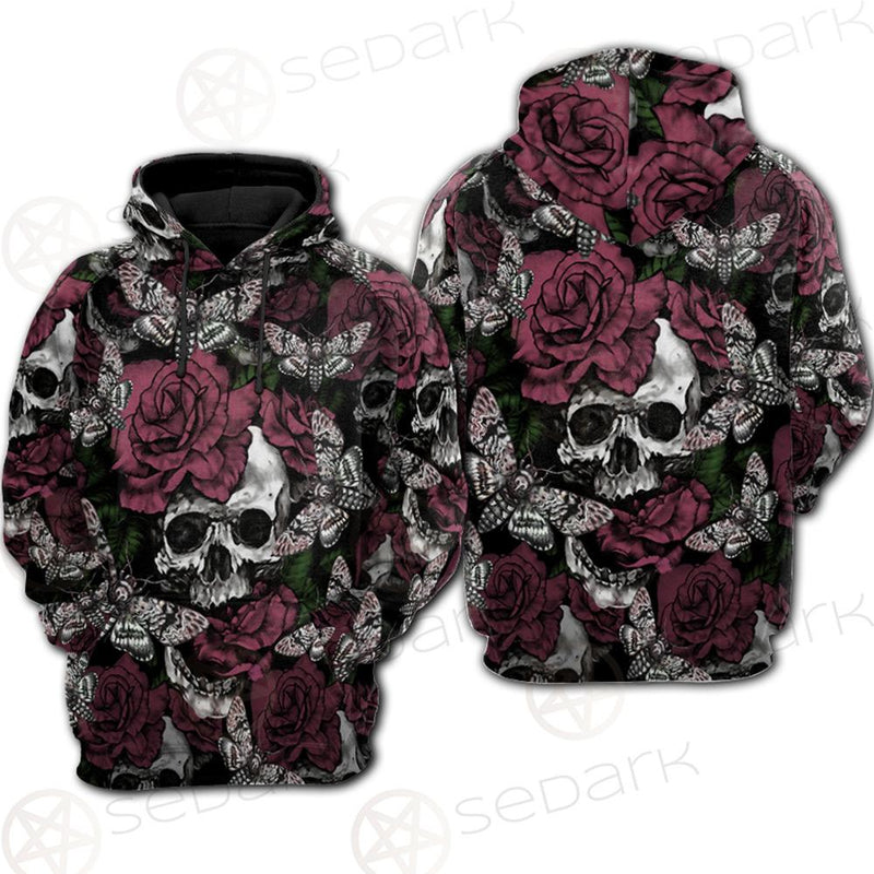 Rose Death Moth Skull SED-0105 Hoodie Raglan