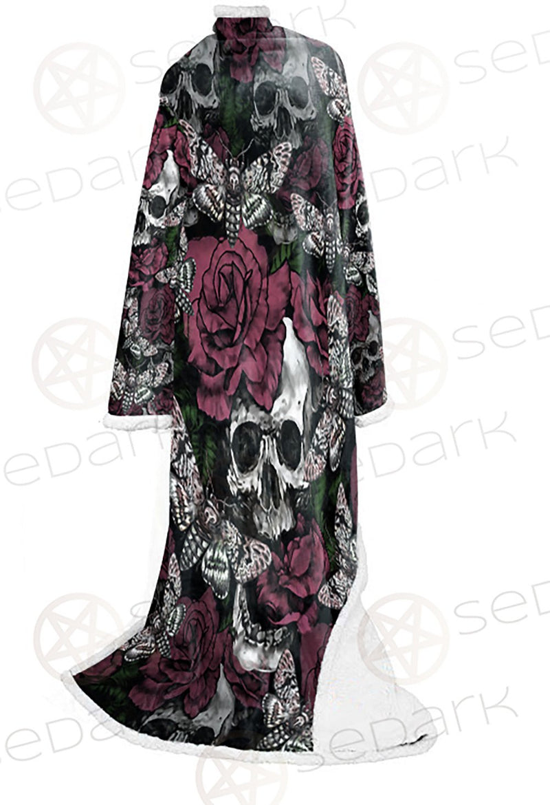 Rose Death Moth Skull SED-0105 Sleeved Blanket