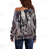 New Baphomet Abstract SED-0113 Off Shoulder Sweaters