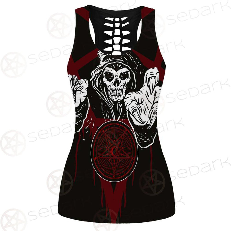 Skull Pentagram SED-0118 Hollow Out Tank Top