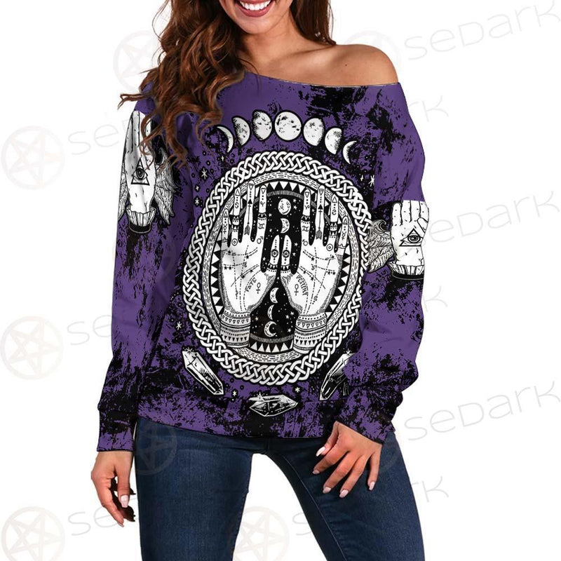 Gothic Mystic Hand SED-0128 Off Shoulder Sweaters