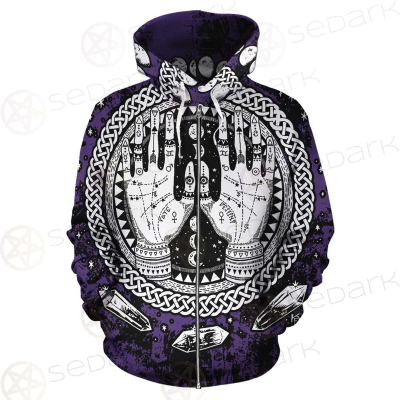 Gothic Mystic Hand SED-0128 Zip-up Hoodies